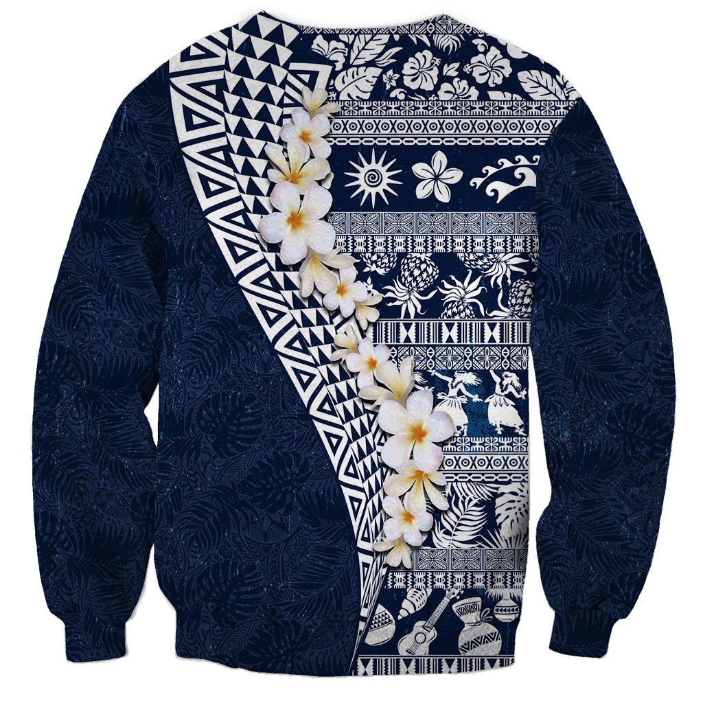 Hawaii Plumeria Tribal Vintage Sweatshirt Special Blue