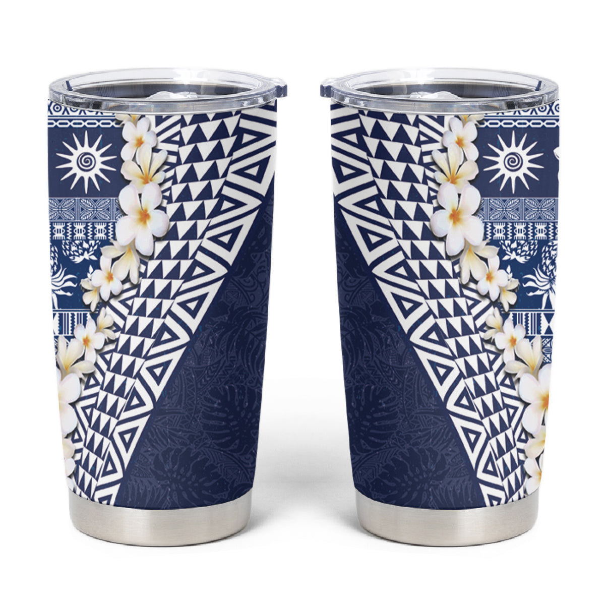 Hawaii Plumeria Tribal Vintage Tumbler Cup Special Blue