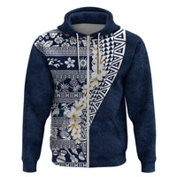 Hawaii Plumeria Tribal Vintage Zip Hoodie Special Blue