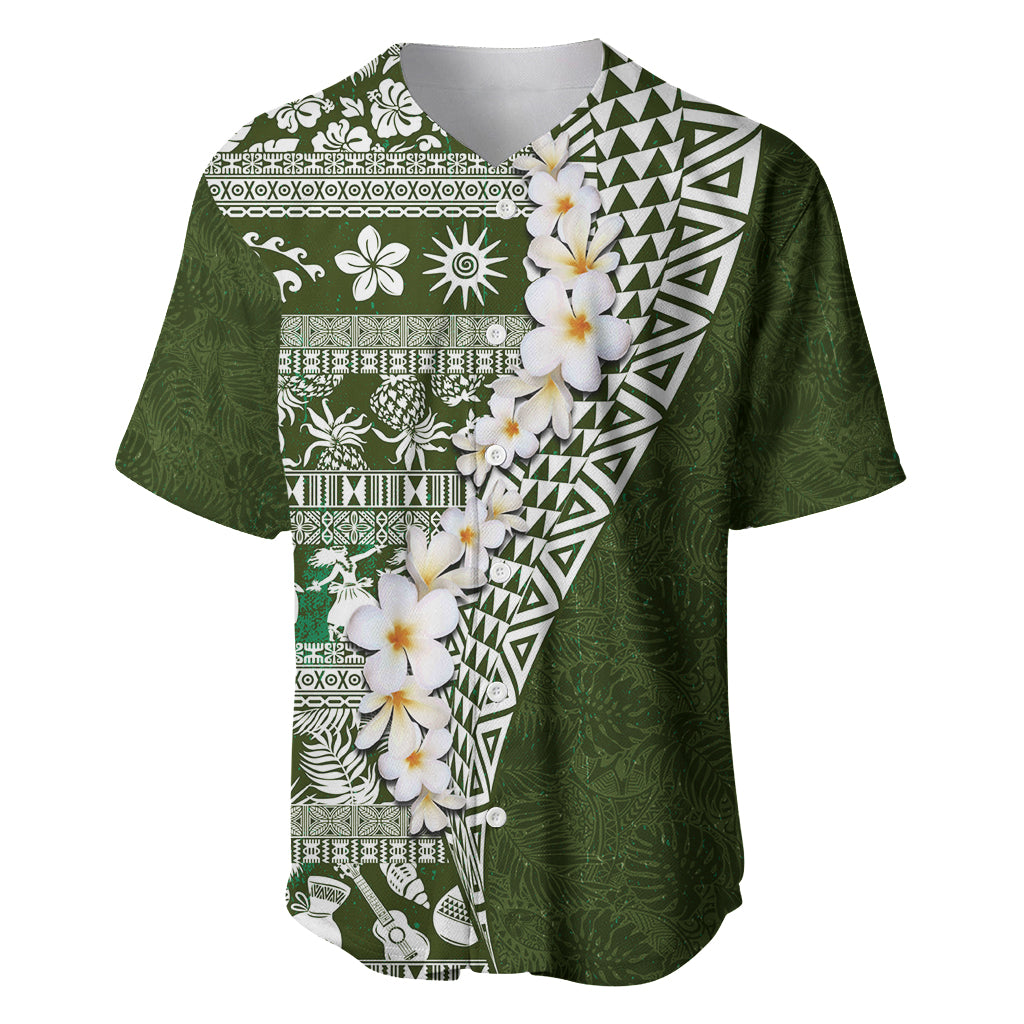 Hawaii Plumeria Tribal Vintage Baseball Jersey Special Green LT03 Green - Polynesian Pride
