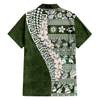 Hawaii Plumeria Tribal Vintage Family Matching Puletasi and Hawaiian Shirt Special Green