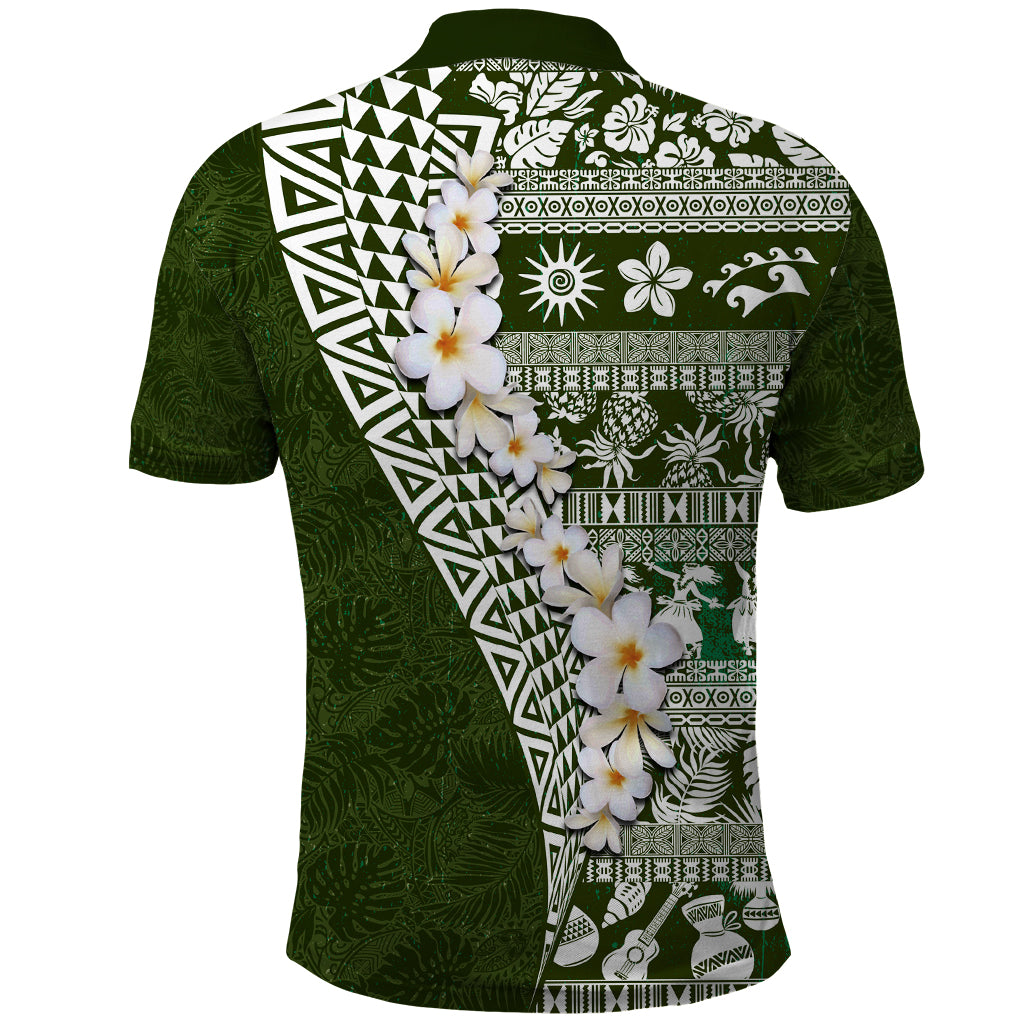 Hawaii Plumeria Tribal Vintage Polo Shirt Special Green