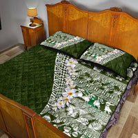 Hawaii Plumeria Tribal Vintage Quilt Bed Set Special Green