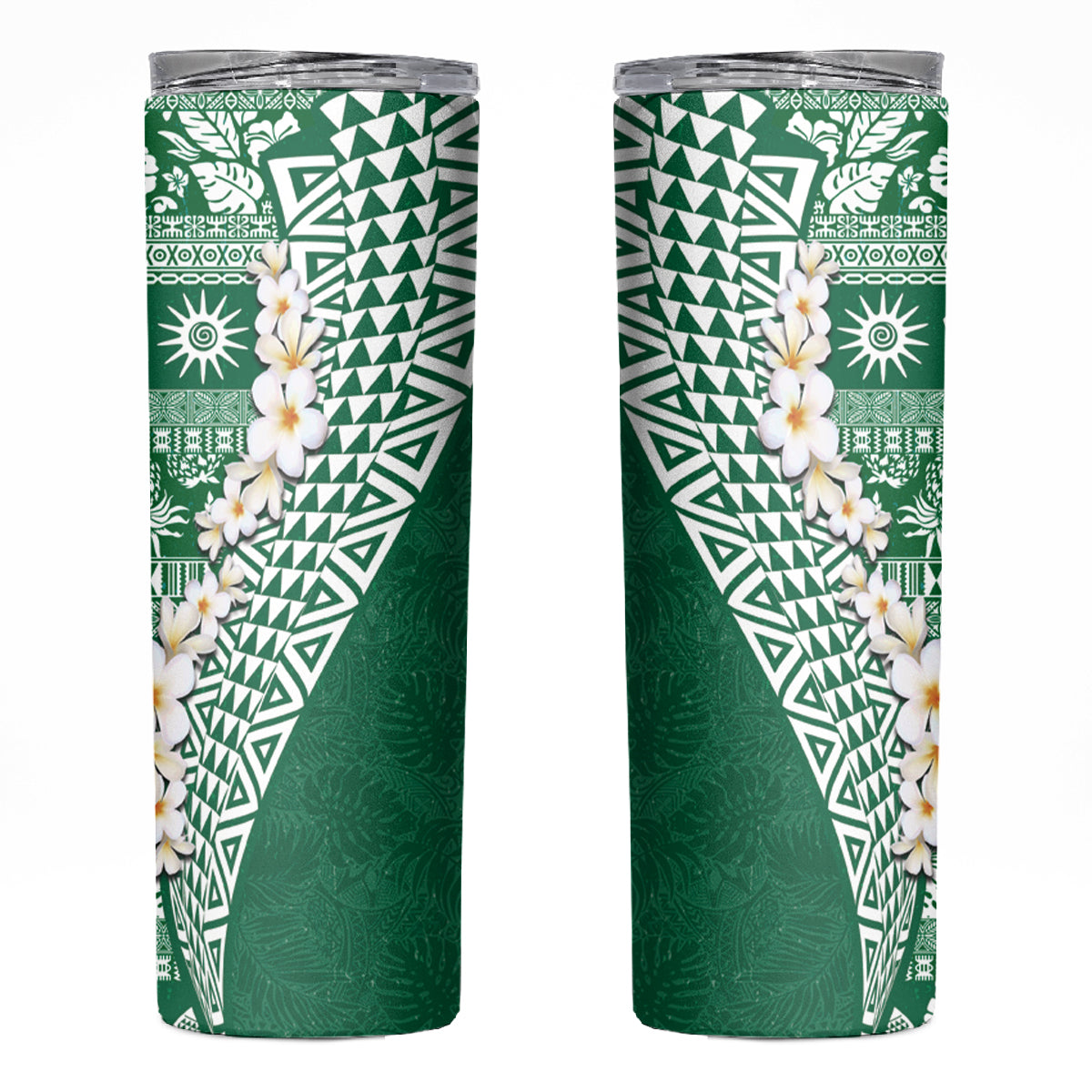 Hawaii Plumeria Tribal Vintage Skinny Tumbler Special Green