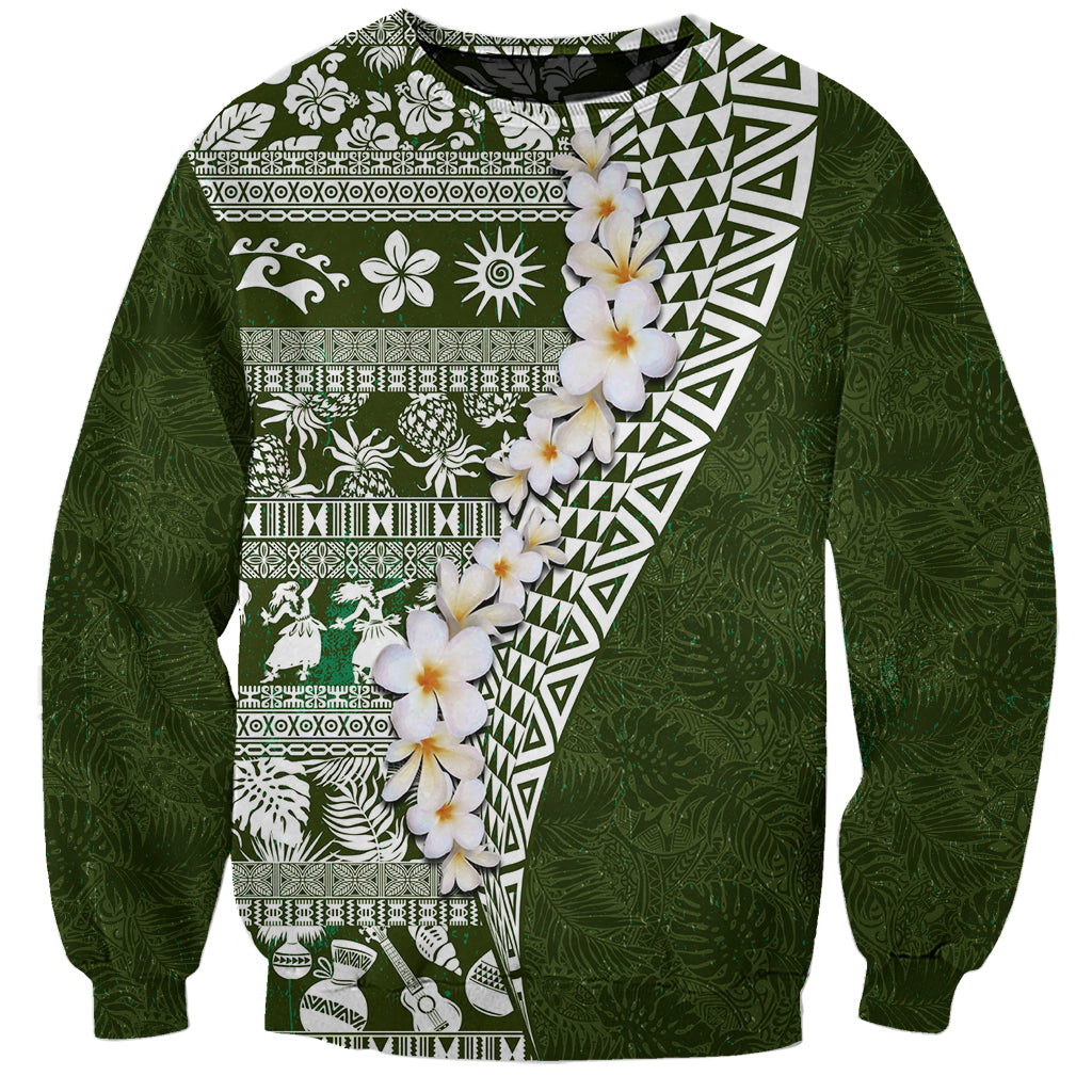 Hawaii Plumeria Tribal Vintage Sweatshirt Special Green