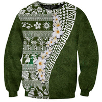 Hawaii Plumeria Tribal Vintage Sweatshirt Special Green