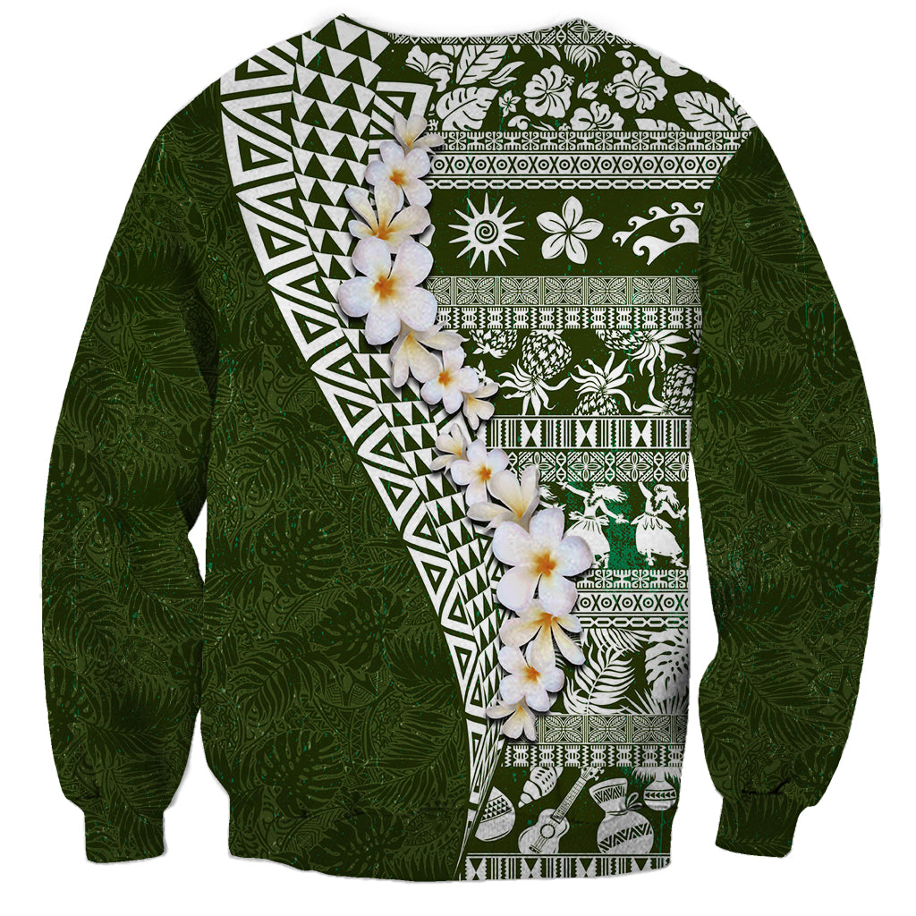 Hawaii Plumeria Tribal Vintage Sweatshirt Special Green