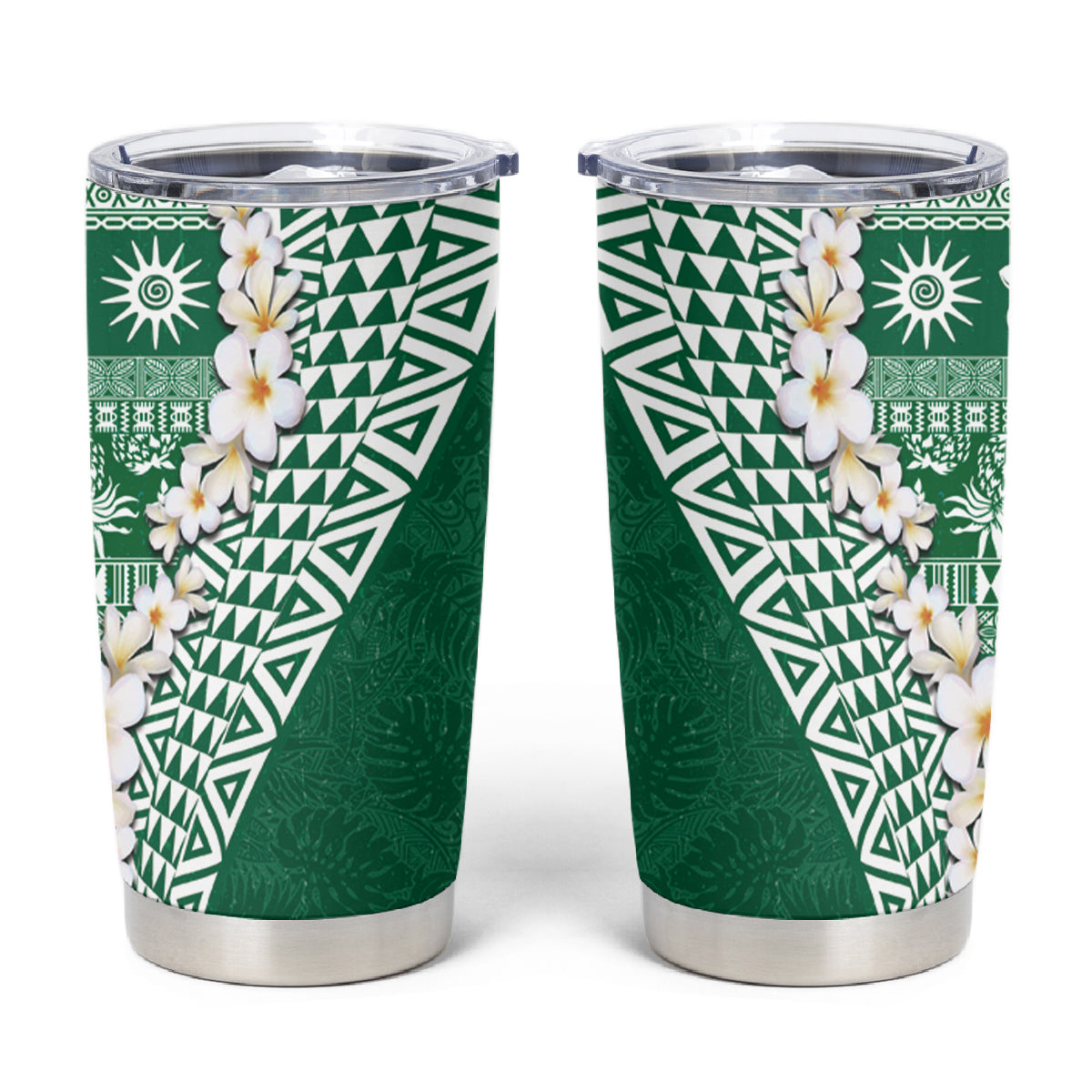 Hawaii Plumeria Tribal Vintage Tumbler Cup Special Green