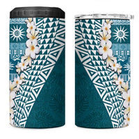 Hawaii Plumeria Tribal Vintage 4 in 1 Can Cooler Tumbler Special Turquoise