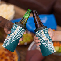 Hawaii Plumeria Tribal Vintage 4 in 1 Can Cooler Tumbler Special Turquoise