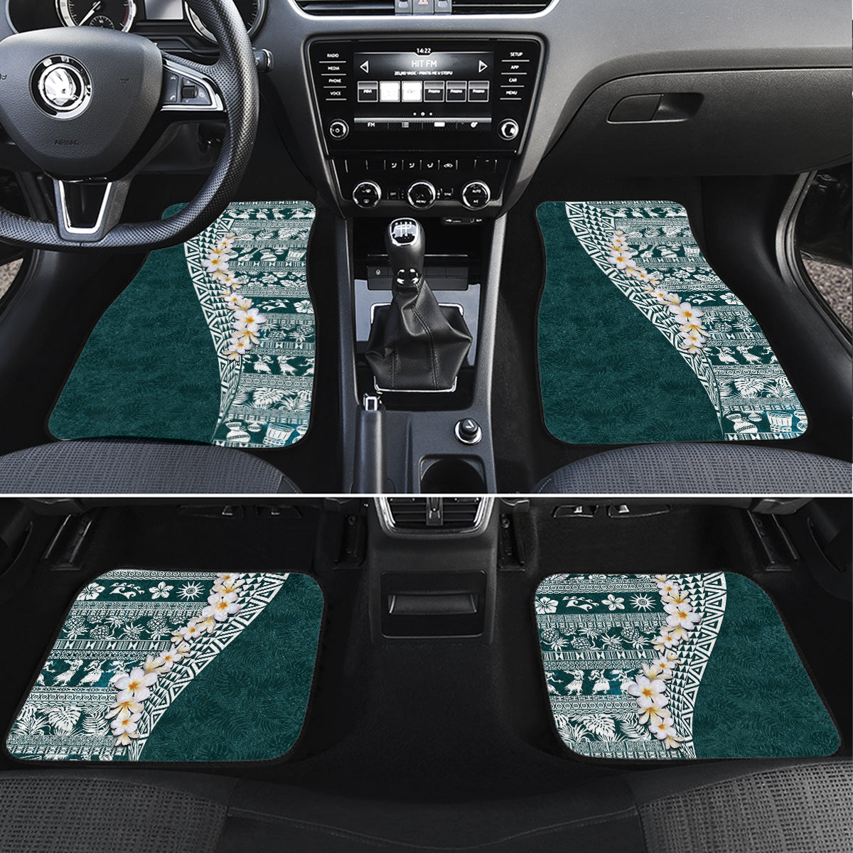 Hawaii Plumeria Tribal Vintage Car Mats Special Turquoise