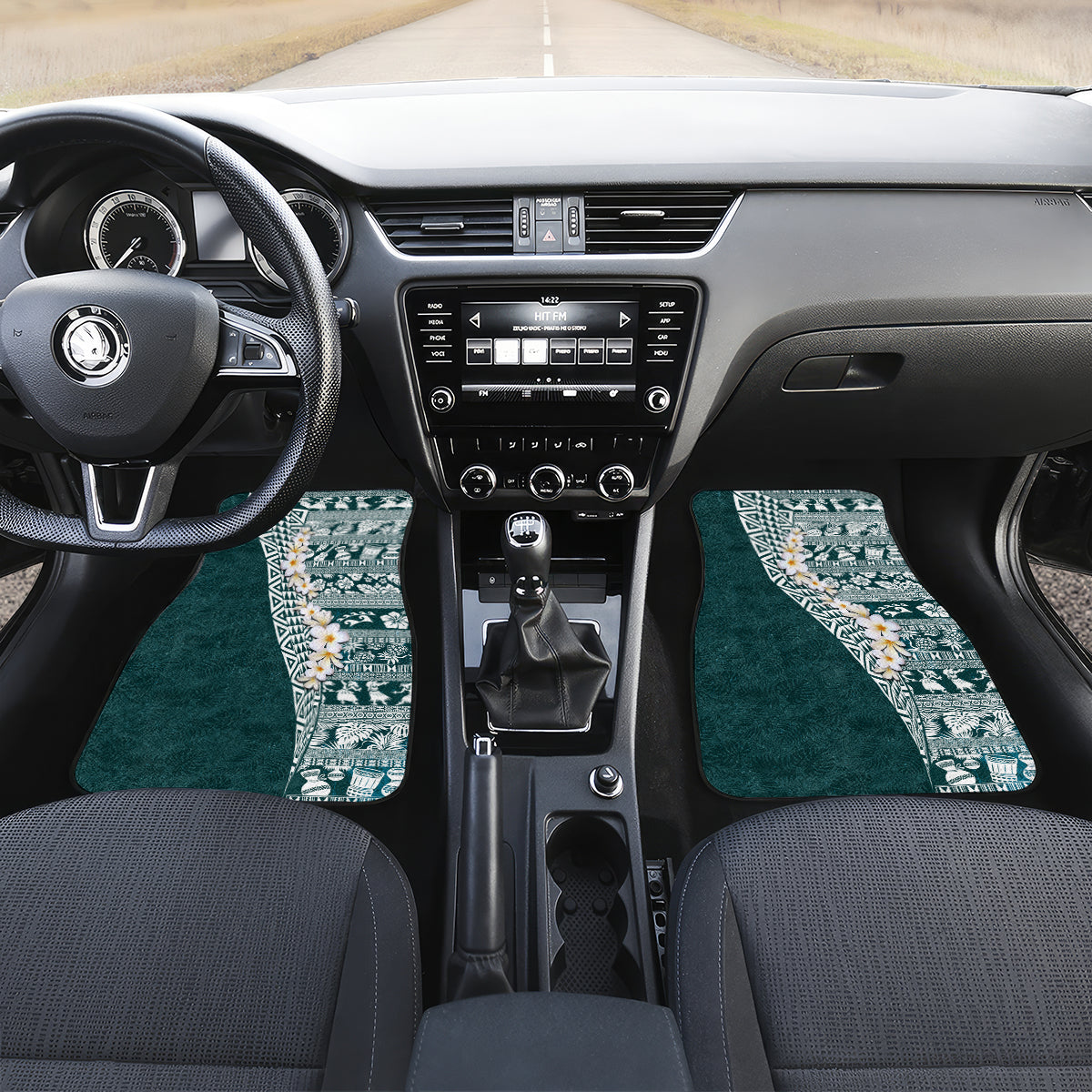Hawaii Plumeria Tribal Vintage Car Mats Special Turquoise
