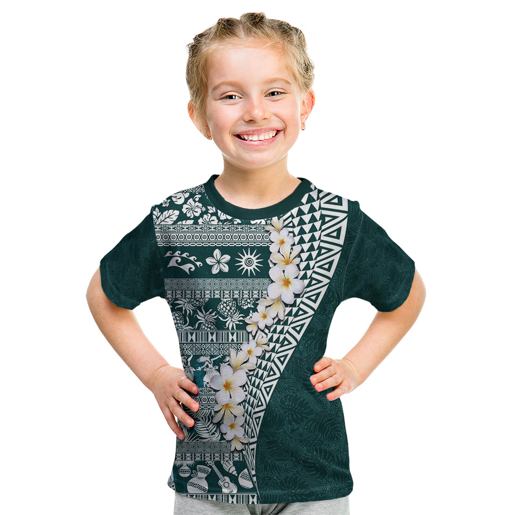 Hawaii Plumeria Tribal Vintage Kid T Shirt Special Turquoise LT03 Turquoise - Polynesian Pride