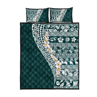 Hawaii Plumeria Tribal Vintage Quilt Bed Set Special Turquoise