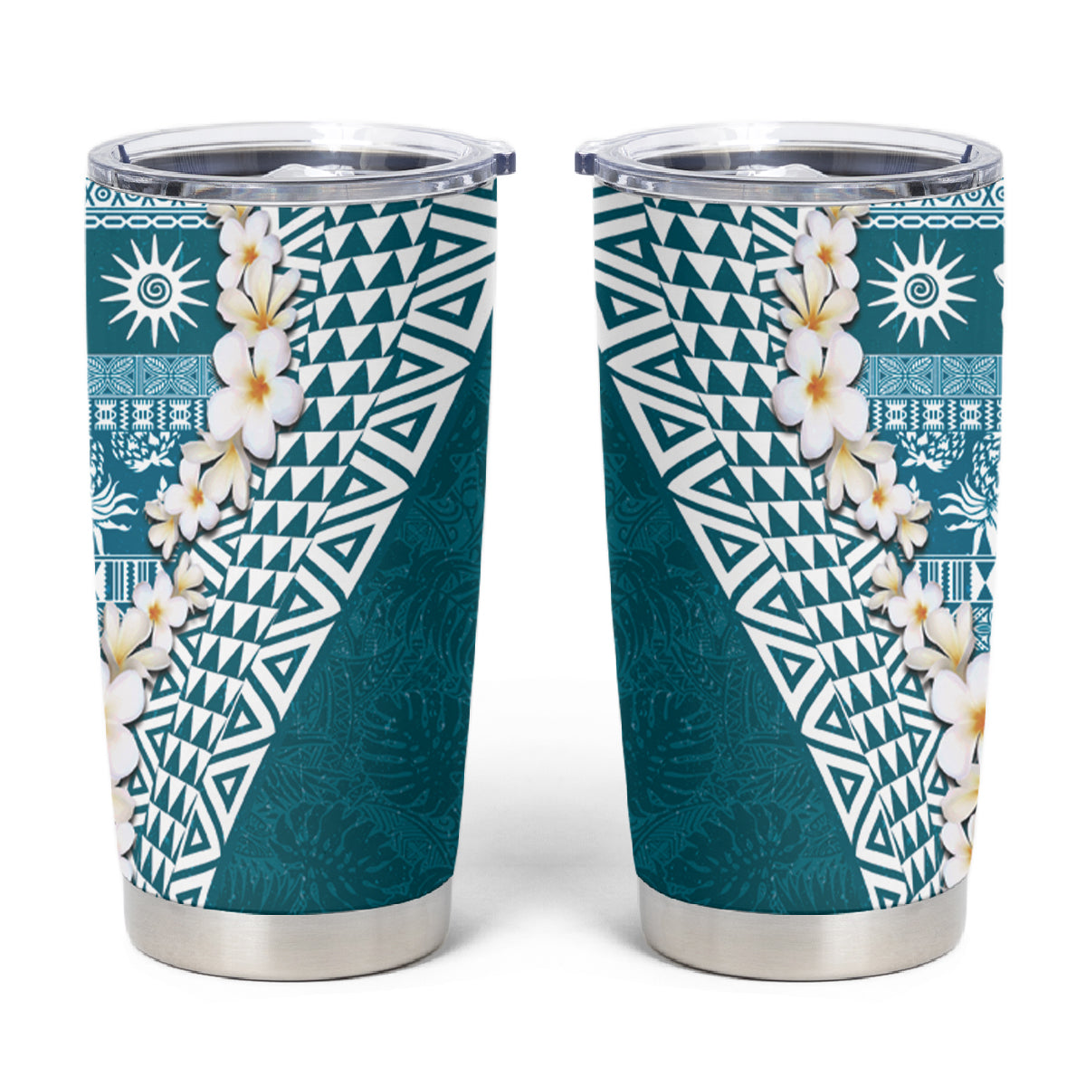 Hawaii Plumeria Tribal Vintage Tumbler Cup Special Turquoise