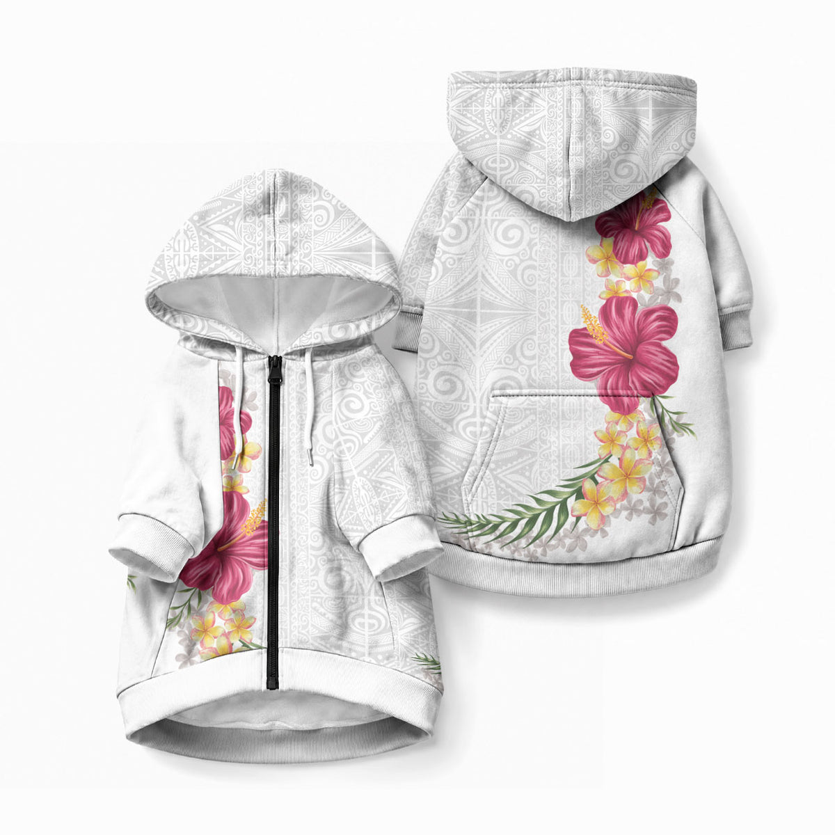 Hawaiian Plumeria and Hibiscus Pet Hoodie