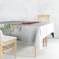 Hawaiian Plumeria and Hibiscus Tablecloth White Mode
