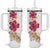 Hawaiian Plumeria and Hibiscus Tumbler With Handle White Mode