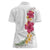 Hawaiian Plumeria and Hibiscus Women Polo Shirt White Mode