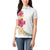 Hawaiian Plumeria and Hibiscus Women Polo Shirt White Mode