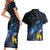 New Zealand Tui Bird Matariki Couples Matching Short Sleeve Bodycon Dress and Hawaiian Shirt Galaxy Fern With Maori Pattern