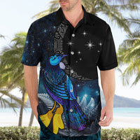 New Zealand Tui Bird Matariki Hawaiian Shirt Galaxy Fern With Maori Pattern