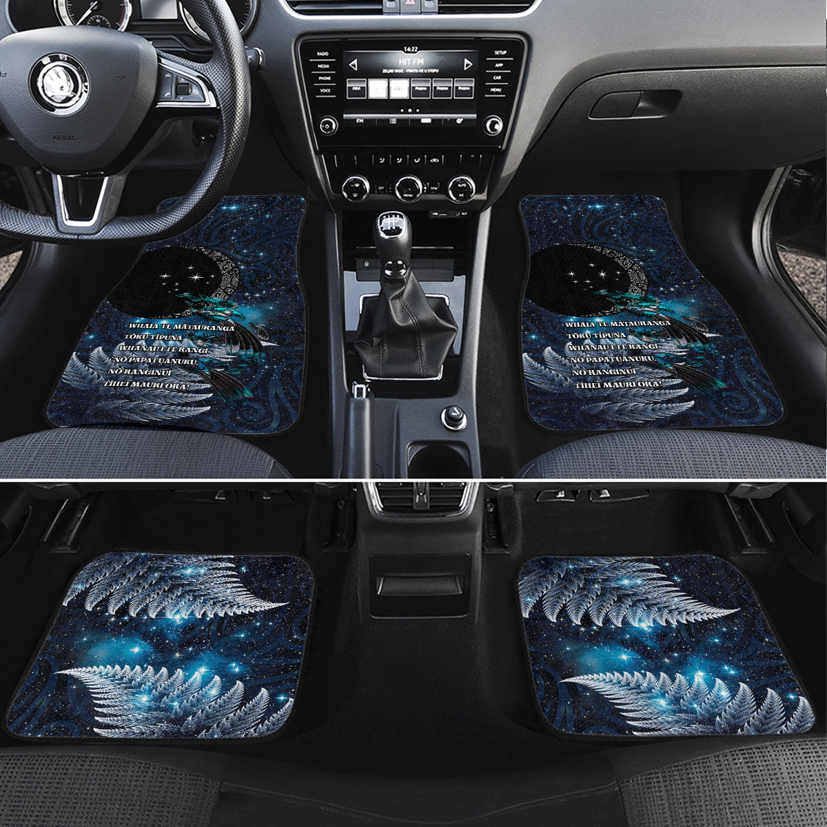 New Zealand Tui Bird Car Mats Matariki Poetry Pattern Galaxy Style