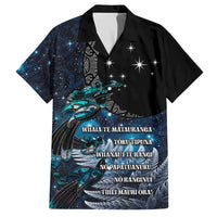 New Zealand Tui Bird Family Matching Off Shoulder Short Dress and Hawaiian Shirt Matariki Poetry Pattern Galaxy Style LT03 Dad's Shirt - Short Sleeve Blue - Polynesian Pride