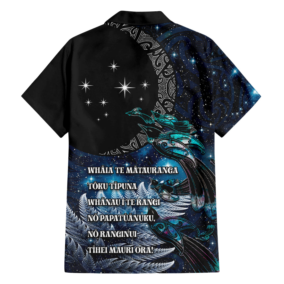 New Zealand Tui Bird Family Matching Tank Maxi Dress and Hawaiian Shirt Matariki Poetry Pattern Galaxy Style LT03 - Polynesian Pride