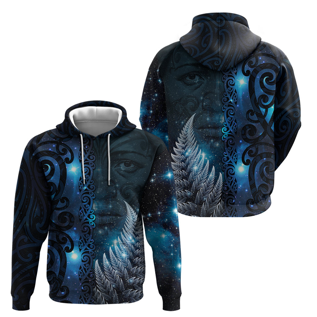 New Zealand Matariki Zip Hoodie The Tribal Maori Face and Silver Fern