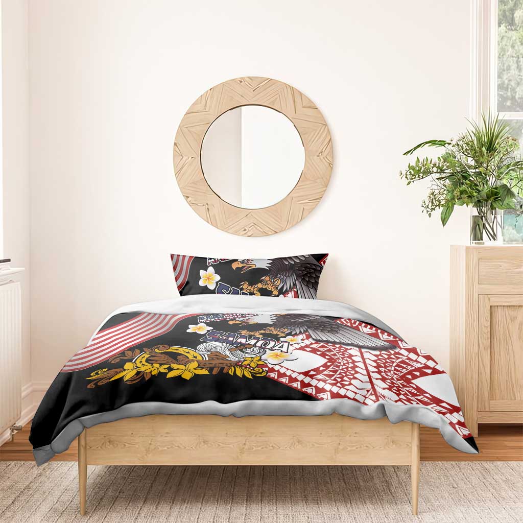 United States and American Samoa Together Bedding Set Bald Eagle and Polynesian Traditional Culture with Plumeria