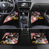 United States and American Samoa Together Car Mats Bald Eagle and Polynesian Traditional Culture with Plumeria LT03 Set 4pcs Black - Polynesian Pride