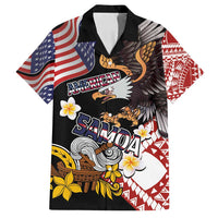 United States and American Samoa Together Family Matching Puletasi and Hawaiian Shirt Bald Eagle and Polynesian Traditional Culture with Plumeria