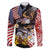 United States and American Samoa Together Family Matching Short Sleeve Bodycon Dress and Hawaiian Shirt Bald Eagle and Polynesian Traditional Culture with Plumeria