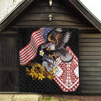 United States and American Samoa Together Quilt Bald Eagle and Polynesian Traditional Culture with Plumeria LT03 - Polynesian Pride