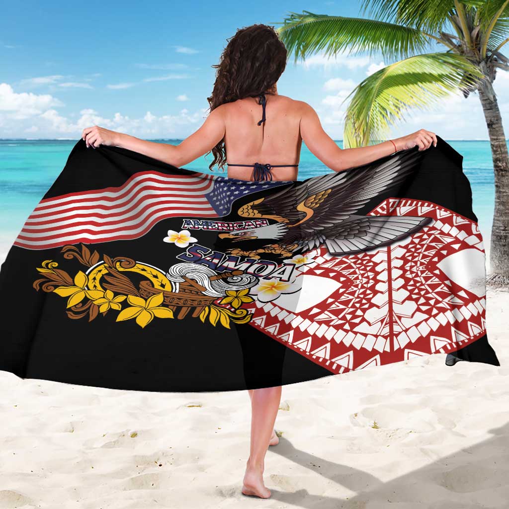 United States and American Samoa Together Sarong Bald Eagle and Polynesian Traditional Culture with Plumeria