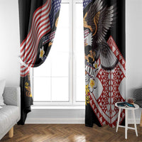 United States and American Samoa Together Window Curtain Bald Eagle and Polynesian Traditional Culture with Plumeria LT03 - Polynesian Pride