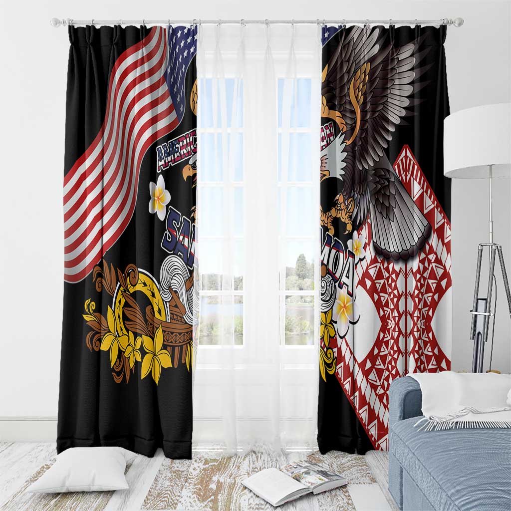 United States and American Samoa Together Window Curtain Bald Eagle and Polynesian Traditional Culture with Plumeria LT03 - Polynesian Pride