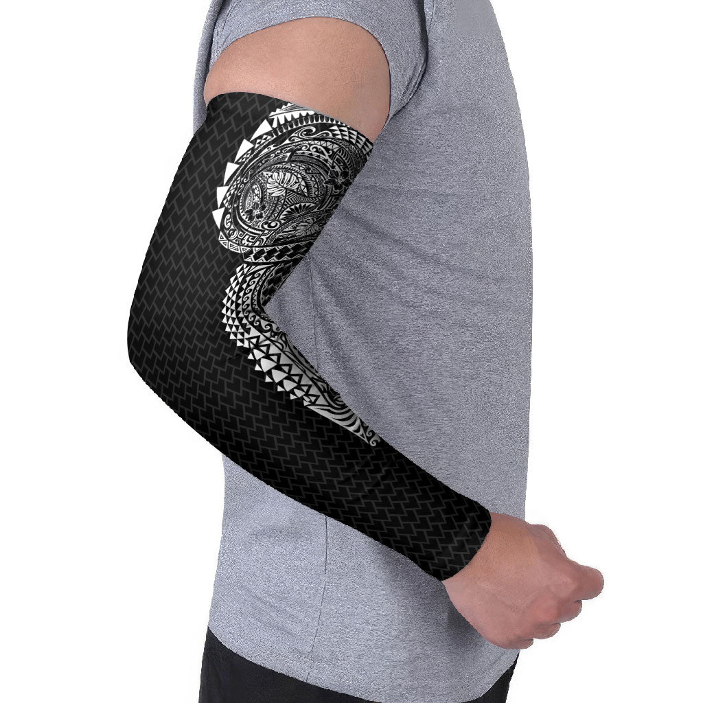 Hawaiian Traditional Tattoos Arm Sleeves Kakau Tribal Tropical Plant Motif Black Color