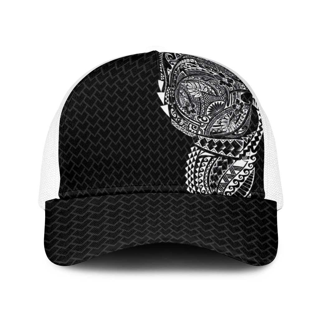 Hawaiian Traditional Tattoos Baseball Net Cap Kakau Tribal Tropical Plants Motif Black Color LT03 One Size White Black - Polynesian Pride