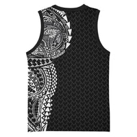 Hawaiian Traditional Tattoos Basketball Jersey Kakau Tribal Tropical Plant Motif Black Color LT03 - Polynesian Pride