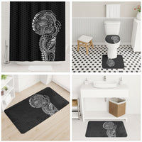 Hawaiian Traditional Tattoos Bathroom Set Kakau Tribal Tropical Plant Motif Black Color LT03 - Polynesian Pride