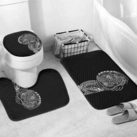 Hawaiian Traditional Tattoos Bathroom Set Kakau Tribal Tropical Plant Motif Black Color LT03 Mat Set Only (3 pcs) One Size Black - Polynesian Pride