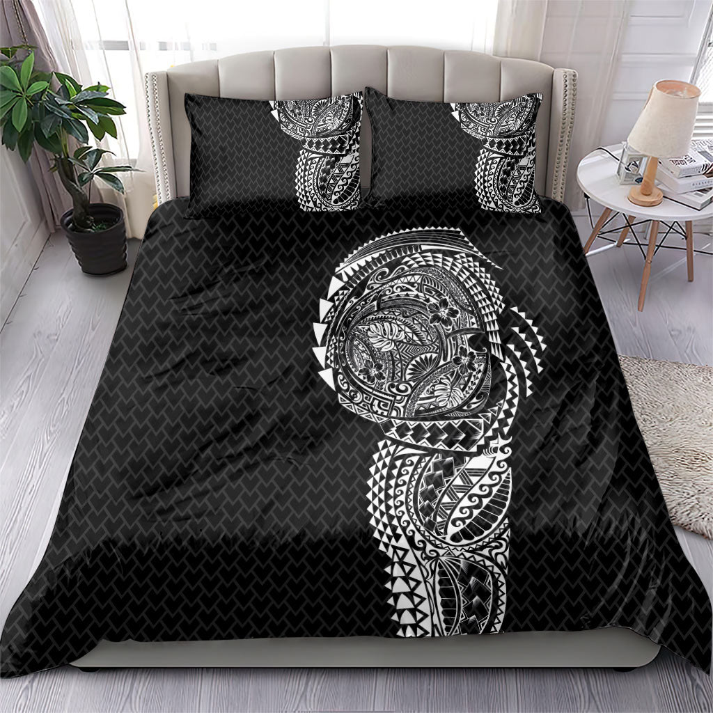 Hawaiian Traditional Tattoos Bedding Set Kakau Tribal Tropical Plant Motif Black Color LT03 - Polynesian Pride