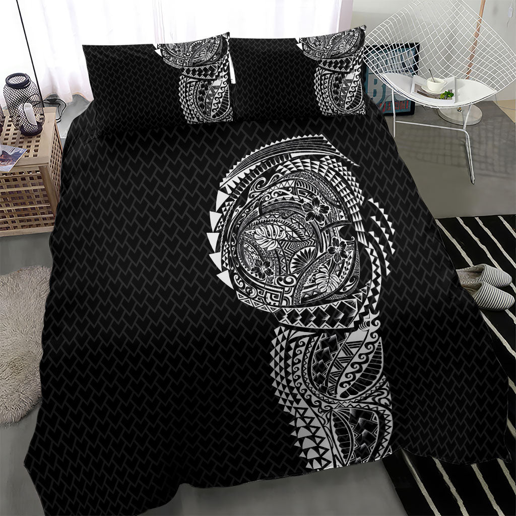 Hawaiian Traditional Tattoos Bedding Set Kakau Tribal Tropical Plant Motif Black Color LT03 - Polynesian Pride