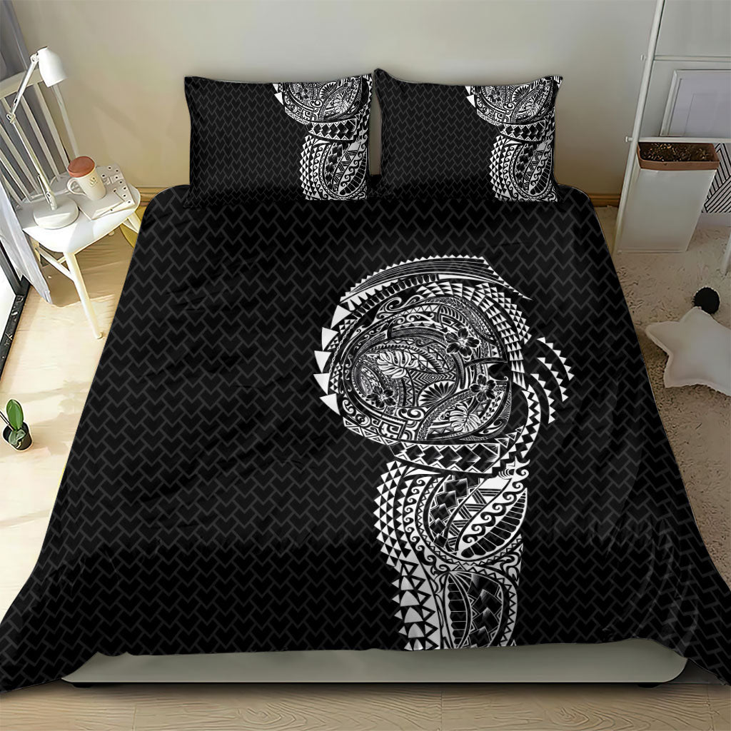 Hawaiian Traditional Tattoos Bedding Set Kakau Tribal Tropical Plant Motif Black Color LT03 - Polynesian Pride