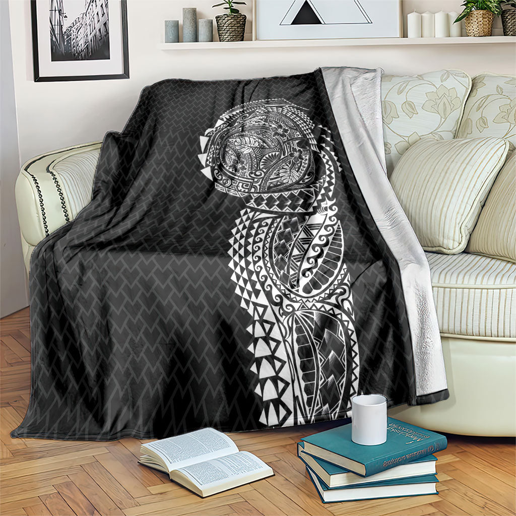 Hawaiian Traditional Tattoos Blanket Kakau Tribal Tropical Plant Motif Black Color LT03 Black - Polynesian Pride