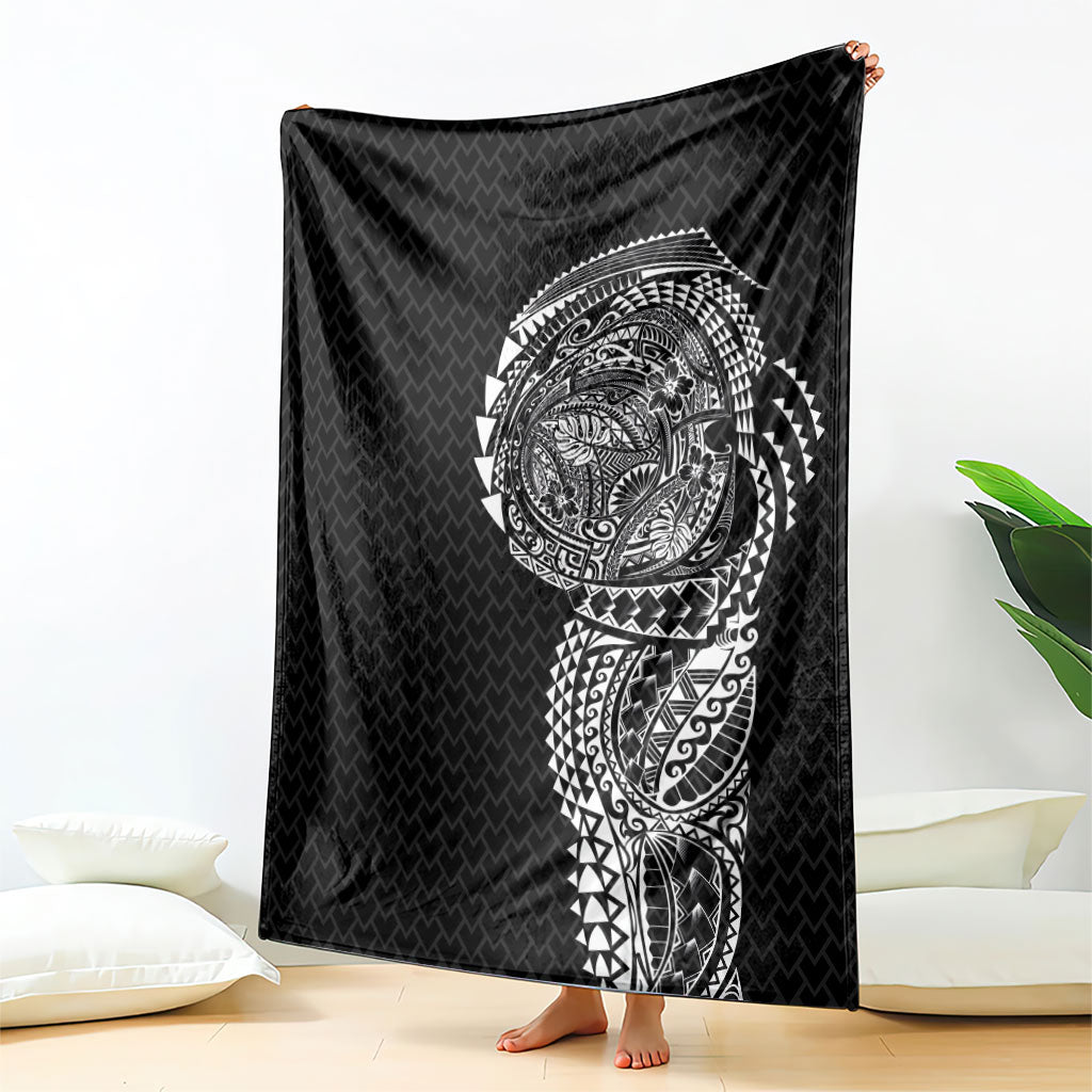 Hawaiian Traditional Tattoos Blanket Kakau Tribal Tropical Plant Motif Black Color LT03 - Polynesian Pride
