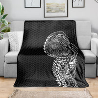 Hawaiian Traditional Tattoos Blanket Kakau Tribal Tropical Plant Motif Black Color LT03 - Polynesian Pride
