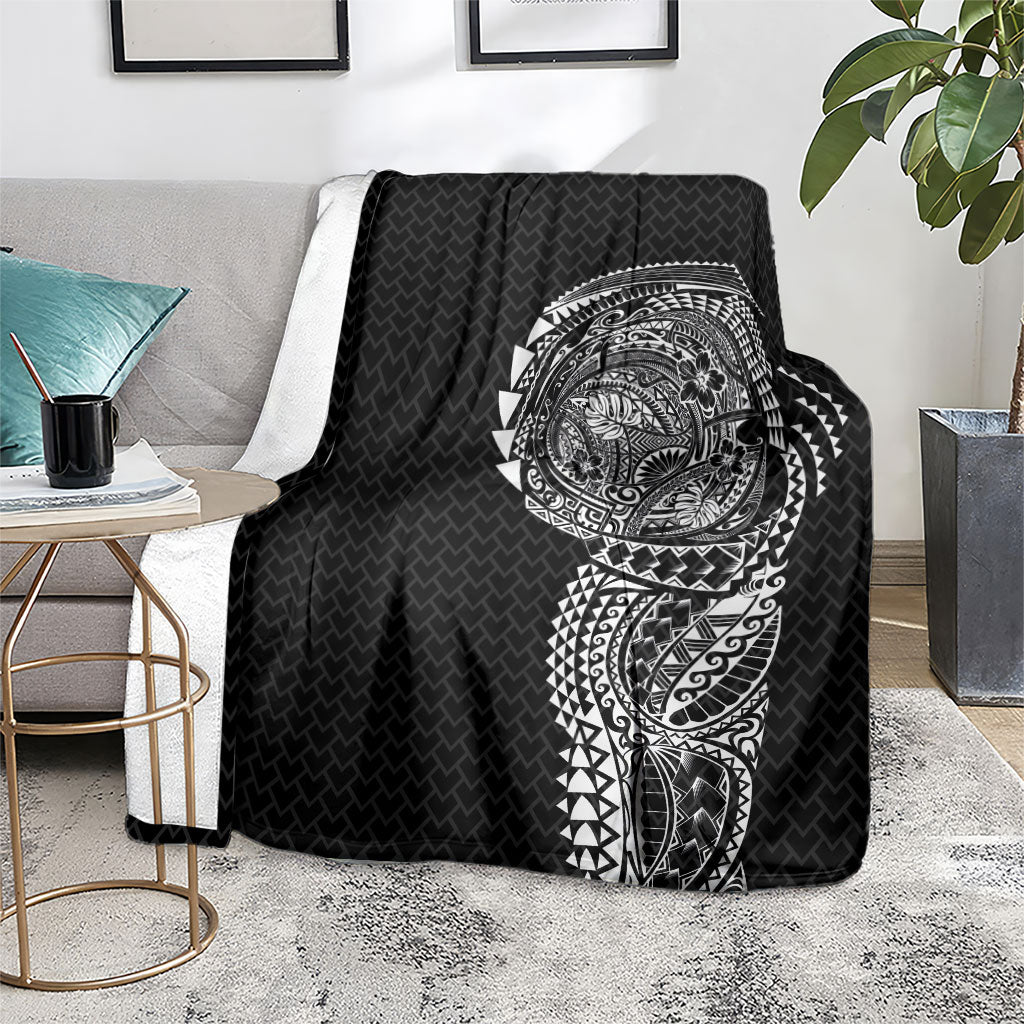 Hawaiian Traditional Tattoos Blanket Kakau Tribal Tropical Plant Motif Black Color LT03 - Polynesian Pride